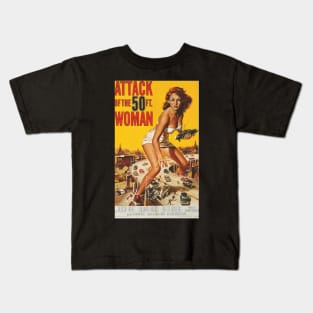 Classic Science Fiction Movie Poster - Attack of the 50ft Woman Kids T-Shirt